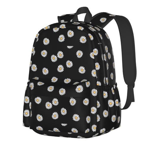 Green Daisy Aesthetic Laptop Backpack Shoulder Bag Laptop Pack Travel Backpacks Commuter Back Pack Casual Daypack Bags With Side Pockets