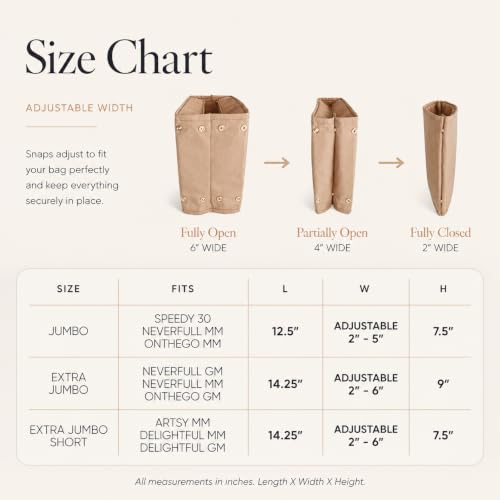 Image of Exclusive Zippered Purse Organizer Insert For Handbags, Shaper For Speedy, Neverfull, On The Go & Graceful Totes (Jumbo, Brown)