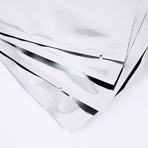 100 Pcs Premium See-Thru & Silvery Metallic Foil Open Top Fill Mylar Pouches W/Tear Notches & Heat-Sealability Exterior Size 6X9Cm (2.3X3.5") #TOP2