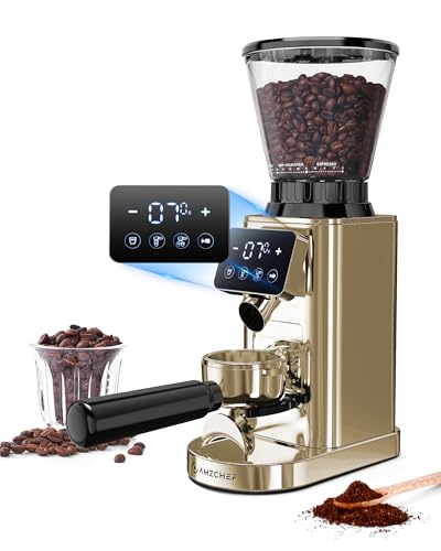 Opiniones de Molinillos de café eléctricos con conos - solo los mejores. 47 AMZCHEF Molinillo de Café Eléctrico con Soporte Desmontable y Contenedor | Panel Táctil LCD | 24 Regulable de Molido Molinillo de Café con Muelas para Espresso/Drip/Pour...