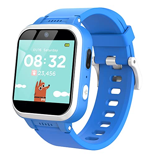 TOOBUR Kids Smart Watch with Camera, Music Player, Pedometer, Games, Alarm Clock, Stopwatch, Flashlights, Touch Screen Wrist Smartwatch for Boys Girls, Great Kids Gift(Blue N)