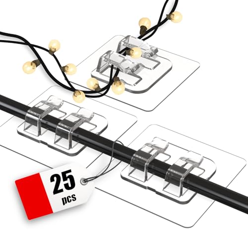 Hooks for Outdoor String Lights, 25 Pack Heavy Duty Cable