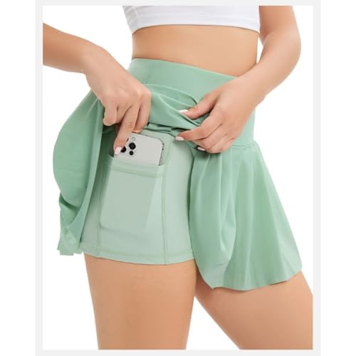 M.lemo925 Saia feminina plissada de tênis com shorts embutidos, minigolfe, atlética, saia de ginásti