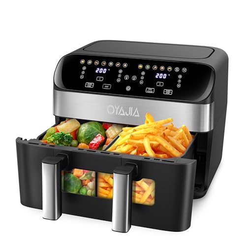 Heißluftfritteuse 2 Kammern Mit Sichtfenster 9L Airfryer 2 Fächer 9-In-1 Touchscreen Antihaftbeschichtete Frittierkörbe Gesunde Friteuse Ohne Öl Und Fettarmes Kochen Schwarz 9L Heißluftfritteuse 2 Kammern Mit Sichtfenster 9L Airfryer 2 Fächer 9-In-1 Touchscreen Antihaftbeschichtete Frittierkörbe Gesunde Friteuse Ohne Öl Und Fettarmes Kochen Schwarz 9L
