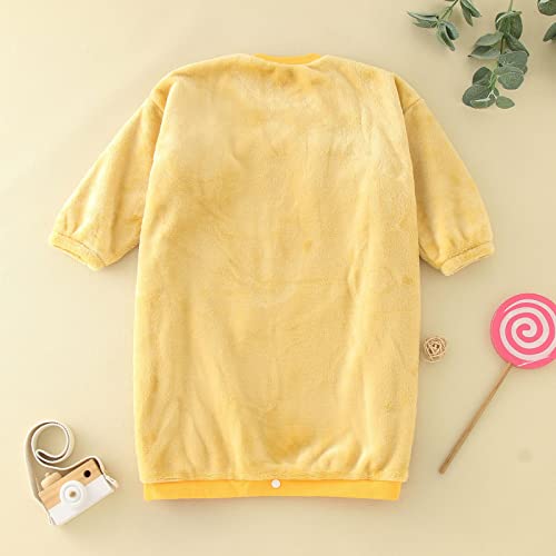 Outono Inverno Infantil Infantil de Lã Manga Longa Desenho Animado Bordado Fofo Roupão Infantil Quen