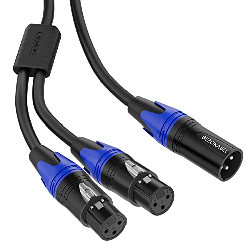 BEZOKABEL XLR Splitter, Balanced XLR Splitter Cable Male to 2 Female, XLR Y Splitter Cable 3-Pin...