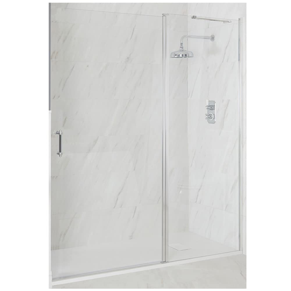 Milano Langley Chrome Hinged Door Frameless Shower Enclosure White Tray - 1500mm x 800mm
