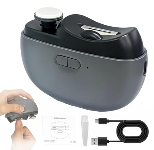 Electric Nail Clipper - 3 in 1 Upgraded Smart Trimming & Polishing Nail Clipper with 2 Adjustable Speeds, LED Light & Chip Collecting Box, Suitable for Adults, Elderly（Gray）