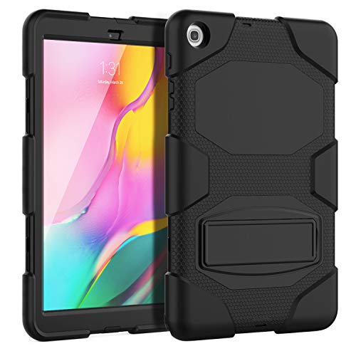 Samsung Galaxy Tab A 10.1(2019) SM-T510/T515 Cases With Kickstand,Timecity Full-body [Heavy Duty]& Shockproof Dust Proof, Three Layer Hybrid Armor Tough Protection For Galaxy Tab A 10.1 Inch (Black)
