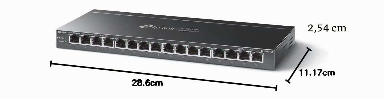 TP-Link TL-Sg116p V1 - Switch - Unmanaged - 16 X 10/100/1000 (poe+)