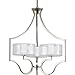 Grey 3-Lt. Chandelier w/Bulb with Etched Glass Diffusers P4644-104WB by Progress Lighting
