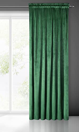 Eurofirany Pierre Velvet - Cortina de Terciopelo (1 Unidades, 215 g/m², 140 x 300 cm), Color Verde Cover