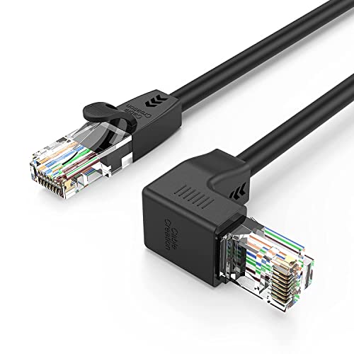 CableCreation CAT6 Ethernet Patch Cable RJ45 LAN Cable Gigabit Network Cord 90 Degree Upward Angled,Bandwidth up to 250MHz 1Gbps for PC, Router, Modem, Printer, Xbox, PS4, PS3-3.3 Feet,Black
