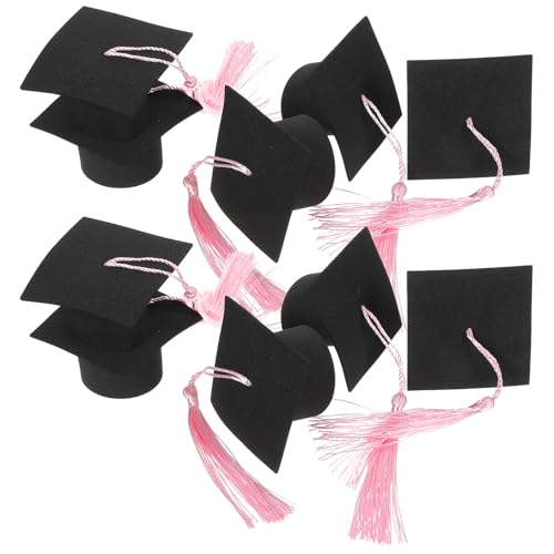 POPETPOP Adorno para Pastel de Birrete de Graduación Negro, Decoración Ligera de Papel y Poliéster para Tartas y Postres en Fiesta de Graduación