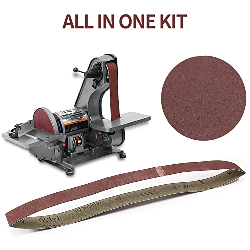 Phituoda 61Pcs Sanding Belts Sanding Discs Grippy Gloves, 1 X 30 In Sanding Belt 5 Inch Sanding Disc For Power Combination Disc And Belt Sander(60,80,120,150,240,400 Grit) #TOP4
