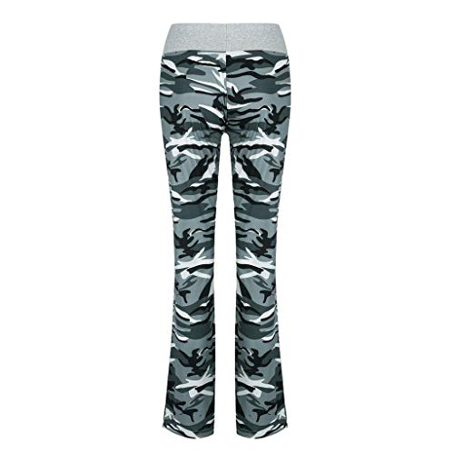 Fashion Womens Camouflage Printing Stretch Drawstring Wide Leg Comfy Long Pants for Work Business (Grey, XXXXXL)3