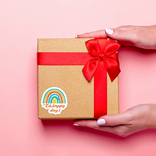 Littlefa Oh Happy Day Business Stickers,Cute Rainbow Happy Mail Stickers,Thank You Stickers,Small Business Stickers, Envelopes Stickers For Gift Bags Packaging 500 Pcs #TOP2