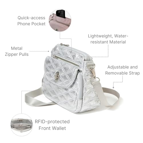 Image of Baggallini Calais Crossbody Bags for Women 10x7 Lightweight Water-Resistant Travel Purse, RFID & Interior Organization