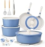 KOCH SYSTEME CS 19 Piece Pots and Pans Set with Detachable Handle, Nonstick Removable Handle Ceramic Cookware Set, Induction Kitchen Stackable Set, Dishwasher & Oven Safe, PFAS PTFE PFOA Free