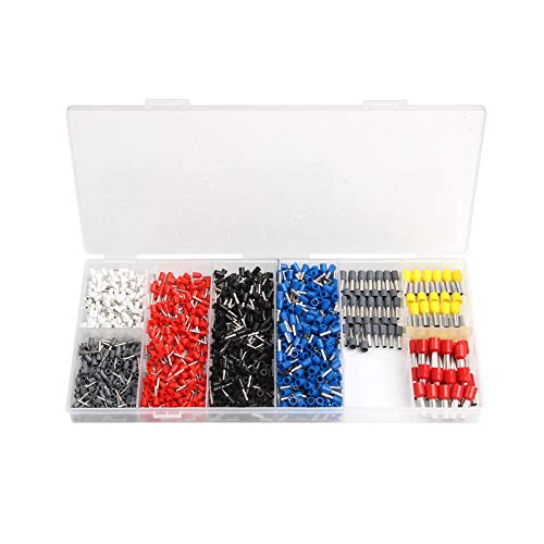 ICXLPMC 1200Pcs Wire Copper Crimp Connector cooper Ferrules kit Insulated Cord Pin End Terminal 8AWG-22AWG