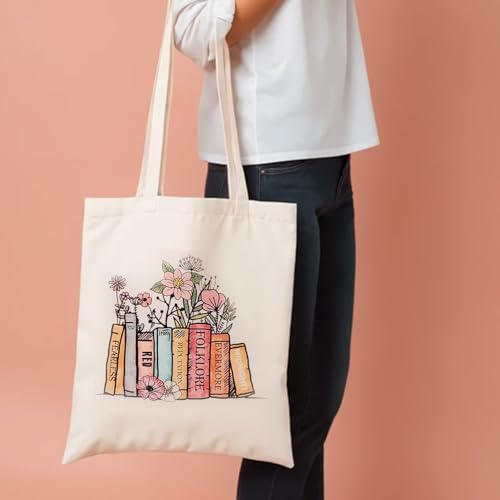 Megcdtr Stoffbeutel Bedruckt, 2 Stück Baumwolltasche Bedruckt, Stoffbeutel Geschenk Tragetasche und Kosmetiktasche, Baumwolltasche für Damen Reise Tragbare Makeup(Weiß)