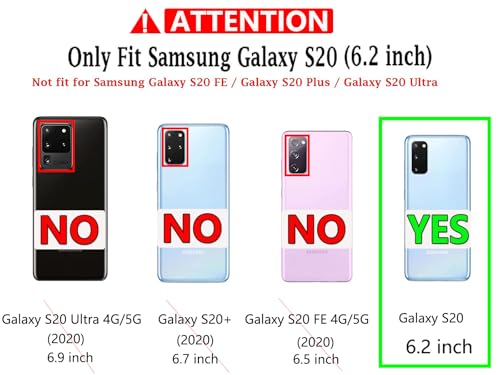 Warsia for Galaxy S20 Case,with Screen Protector [Military Grade Drop Tested] Heavy-Duty Tough Rugged Shockproof Protective Case for Samsung Galaxy S20 6.2 inch, Black