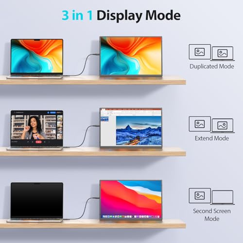 Image of 16.2'' Portable Monitor FHD 1200P USB-C /HDMI with Retractable Stand & Speakers, Ultra-Slim Computer Display HDR Eye Care Laptop Screen Plug-Play, External Monitor for MAC PC Phone PS4 Xbox