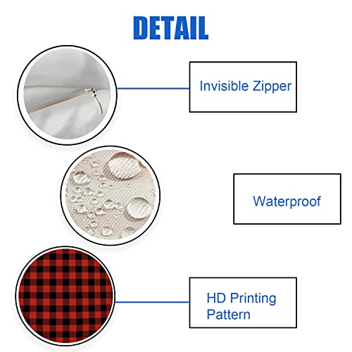 Fukeen Waterproof Outdoor Christmas Pillow Covers 18X18 Inch Red And Black Buffalo Plaids Checked Throw Pillow Cases New Year Winter Farmhouse Decorations Cushion Cover Double Sided #TOP2