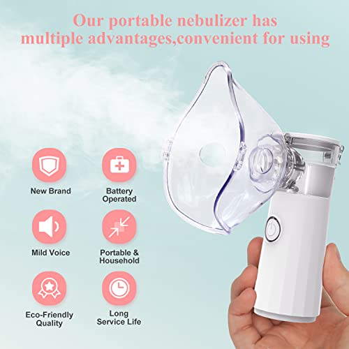 Portable Handheld Nebulizer for Adults and Children, Travel Inhaler Ultrasonic Nebulizer, Self-Cleaning Mesh Nebulizer Machine for Breathing Issues with Full Package, White