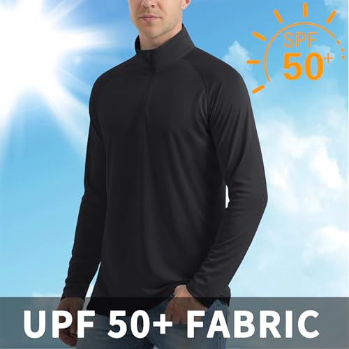 CRYSULLY Men's Long Sleeve 1/4 Zip Shirts Sun Protection Pullover UPF 50+ Rash Guard Running Lightweight T Shirt2
