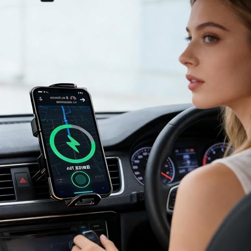 Cargador inalámbrico coche automático soporte para salpicadero con luz LED 3