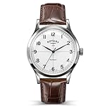 Rotary Men's 1895 Automatic Stainless Steel White Dial Brown Leather Strap Watch