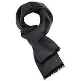 Bgfhna Winter Scarf for Men Solid Black and Grey Scarf Men Winter Long Wool Scarves with Tassel for Cold Weather