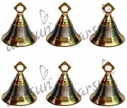 Aarsun Dual Shade Brass Pooja Bells (Gold and Silver, Design 1, Standard)
