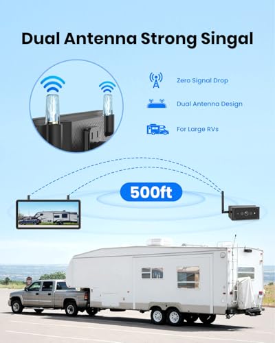 Image of AUTO-VOX 7.2 Inch Magnetic Wireless Backup Camera, No Wiring 1 Min Install | Large Dual Channel HD 1080P Split Screen Monitor, Portable Hitch Trailer Camera, IR Night Vision for Truck and Camper