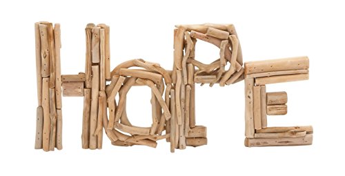 Deco 79 Hope en bois flotté, une sculpture murale artisanale unique de 50cm
