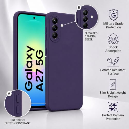 Image of FIRST MART Matte Silicone Back Cover for Samsung Galaxy A27 - Purple