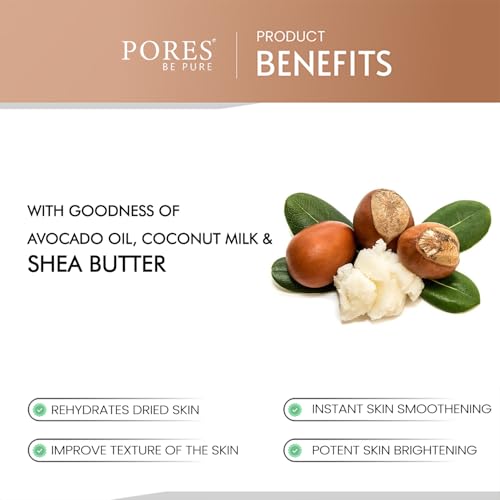 Image of PORES Be Pure Nourishing Body Milk 250ml Body Lotion | 72Hr Hydration | Deep Moisture Care for Very Dry Skin | Enriched with Almond Oil | Smooth, Radiant & Healthy Looking Skin Care (Coconut Milk, 250)
