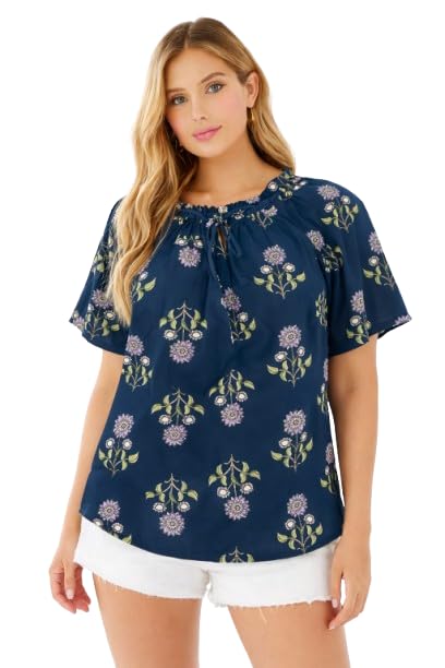 nobarr Women's Light Green Floral Cotton Poncho Style Top – Loose Fit Plus Size Casual Wear-picture-35