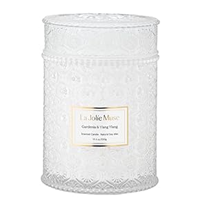 LA JOLIE MUSE Gardenia & Ylang Ylang Scented Candle, Mother Day Candle Gift, Soy Candle for Home, Candles for Women, Large Glass Jar Candle Gift, Wood Wick Candle, 90 Hours Long Burning Time, 19.4 oz LA JOLIE MUSE Gardenia Ylang Ylang Scented Candle Mother Day Candle Gift Soy Candle for Home Candles for Women Large Glass Jar Candle Gift Wood Wick Candle 90 Hours Long Burning Time 194 oz