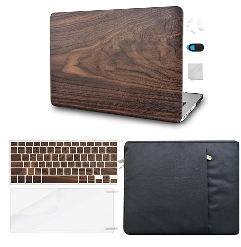 KECC Compatible with MacBook Pro 16 inch Case 2025 2024-2021 Release M4-M1 A3403 A3186 A2991 A2780 A2485 Protective Plastic Hard Shell + Keyboard Cover + Sleeve + Screen Protector, Walnut Wood