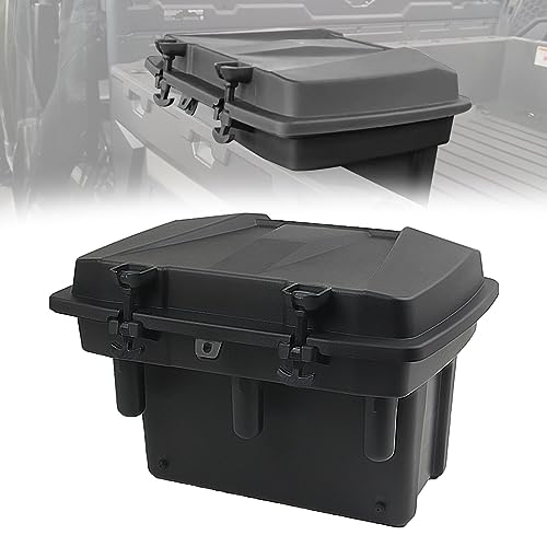 CPOWACE Rear Cargo Storage Box 21L Compatible with 2016-2025 Polaris Ranger/Ranger XP 500 570 900 1000, Polaris General 1000 Accessiories UTV Removable Waterproof Bed Box with Top Tool Tray