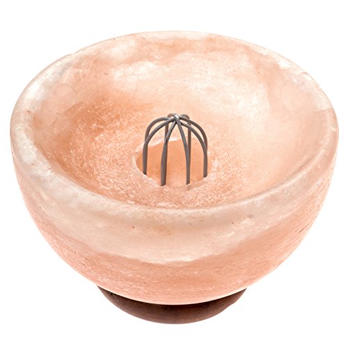 Rakaposhi Natural Himalayan Salt Chip Bowl Lamp, Authentic Stone Mineralamp, Premium Quality Wood Base With Dimmer Switch #TOP6