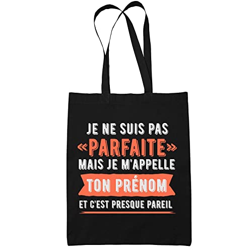 Planetee Tote Bag Femme Parfaite | Sac coton cabas réutilisable prénom nom métier personnalisé | Idée cadeau customisable