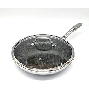 Cooksy 9 Inch Hexagon Surface Hybrid Stainless Steel Frying Pan with Lid