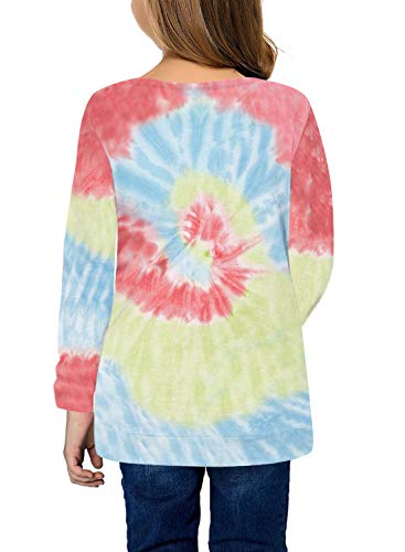 Image of Ecokauer Girls Casual Tunic Tops Knot Front Long Sleeve Loose Soft Blouse T-Shirt Size 4-13