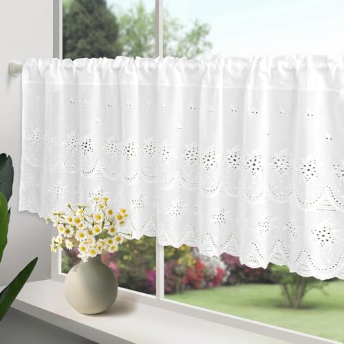 choicehot Landhaus Privatsphäre Gardine Weiß Bistrogardine, Baumwolle...