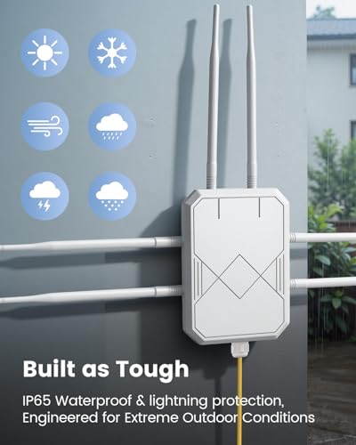 Image of AX3000 Outdoor WiFi 6 Extender, WiFi Extender Signal Booster Outdoor Wireless Gigabit Access Point, IP65 Weatherproof, PoE Power Supply, for Starlink, Camera, Garage, Farm, Yard, RV, Campsite