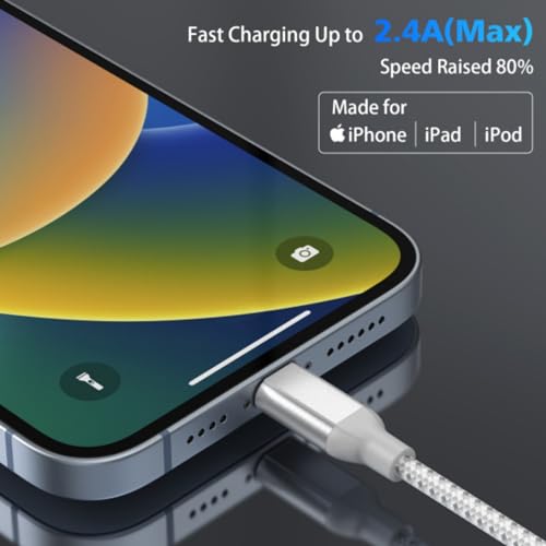 3FT iPhone Charging Cable, 2 Pack [MFi Certified] USB to Lightning Cable 3ft for Car Fast Charging Braided Short Cord Compatible with Apple 14/13/12/11Pro/X/XR/8/7/6s/Plus/SE/iPad