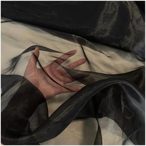 MDS® Pack of 5 Yard Sheer Organza Fabric for Wedding Party Home Event Banquet Decorations, Backdrop Curtain Craft Dress Sewing Fashion DIY Crystal Organza Tulle Fabric Bolt 44” Wide - Black - 2